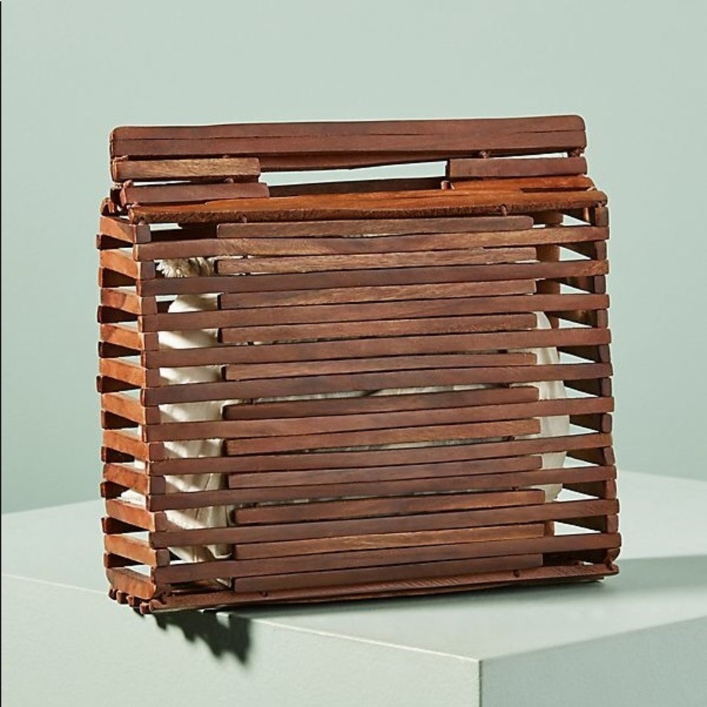 Anthropologie Daniela Wood Paneled Tote Bag